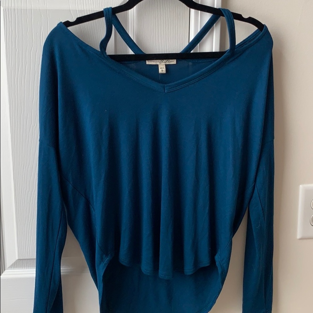 Navy Blue off the shoulder long sleeve